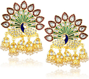 Sukkhi Sukkhi Peacock Multi Jhumki Earrings For Women Pearl Alloy Jhumki Earring