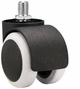 RAJCHEIF Twin Castor Nylon Revolving Chair Wheel (Black) - Set of 5 Appliance Furniture Caster (Pack of5) Braking and Locking Furniture Caster