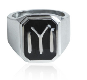 Waama Jewels Silver & Black Ertugrul Ghazi Ring for Boys & Men Brass Silver Plated Ring