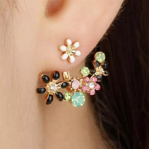 BlueShine Korean Floral Earrings for Women Girls western Trendy Party Wear Stylish Stud Cubic Zirconia Alloy Stud Earring
