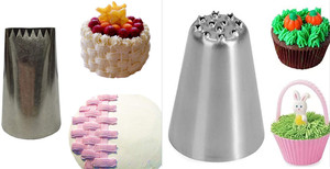 JAMBOREE Grass + Basket Weave Nozzle Large Size Basket Cake Decorating Icing Tip, Muffin Cupcake Decoration Stainless Steel Nozzle steel Kitchen Tool Set ( Pack Of 2) Stainless Steel Wavy Icing Nozzle