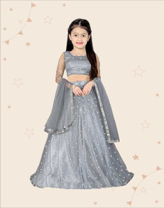क्लोथ शॉप लड़कियों के लिए लेहेंगे चोली एथनिक वियर एम्बेलिशड लेहंगा, चोली और दुपट्टा सेट