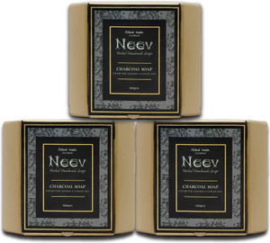 Neev Herbal Handmade Soaps Charcoal Soap (100gm) - Set of 3