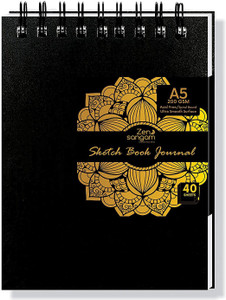 Zen Sangam Express your Mind Spiral HardBound Artists' Sketch Book-A5-200GSM-80Pages(40 Sheets), Acid Free Cartridge Paper Archival - Size: (14.8 cm x 21 cm) - for Pencils, Chalk, Oil Pastels, Crayons - Landscape Sketch Pad