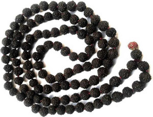 Cyan spritual Rudraksha Mala 5 Mukhi Natural Black 108+1 Beads Wood Chain Wood Chain Gold-plated Plated Wood Chain