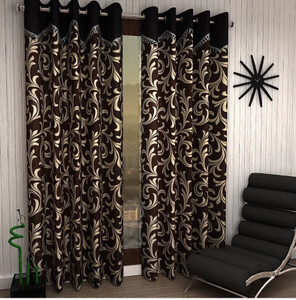 Achintya 274 cm (9 ft) Polyester Semi Transparent Long Door Curtain (Pack Of 2)