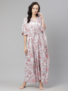 DIVENA Women Floral Print White, Pink Night Suit Set