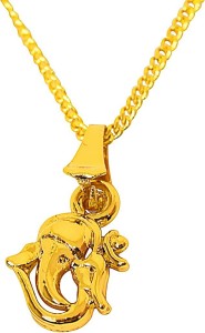 Surat Diamond Gold Plated Lord Ganesh Religious Pendant for Women with Chain Gold-plated Metal Pendant