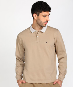 TOMMY HILFIGER Solid Men Polo Neck Beige T-Shirt Buy TOMMY