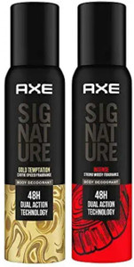 AXE ignature Gold Temptation Long Lasting No Gas Body Deodorant For Men 122ml and Signature Intense Long Lasting No Gas Deodorant Bodyspray Perfume For Men 122ml Body Spray - For Men