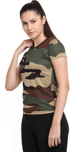 ARMISTO Military Camouflage Women Round Neck Multicolor T-Shirt