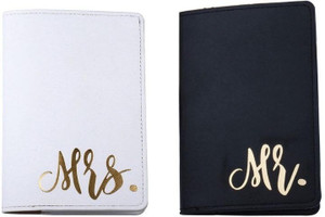TOURTIER NEW Stylish Mr.& Mrs. Couple Leather Passport Wallets Travel Holder Set