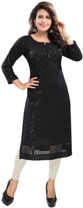Dream & Dzire Women Chikan Embroidery Straight Kurta