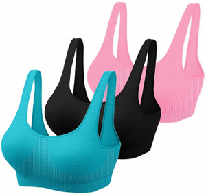 Mysha Air Sports Bra (Free Size, Fits Best- 28-34)Pack of 3 Women Sports Non Padded Bra