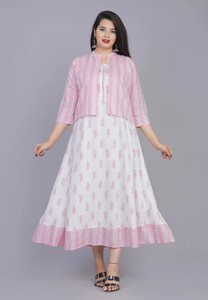PSTCo Women Floral Print Flared Kurta