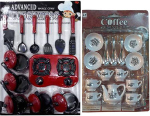 N T PRODUCT RED BLACK COMBO KITCHEN WITH CUP TOY SET||26PCS||