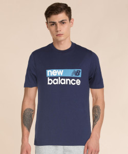 New Balance Printed Men Round Neck Blue T-Shirt