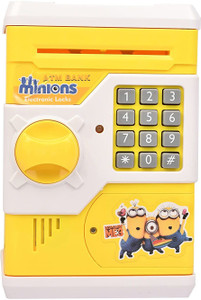 Qbik Hello Kitty Piggy Bank with Special Electronic Code (Password) Battery Operated Keypad lock with changeable password Safe way to keep money Light and sound Coin Bank ( Random Design ) ( Color and Model as per Availability ) Coin Bank
