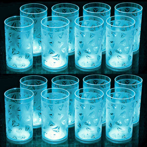 सेंट्रीकस Light Sky Blue Prism Shape Water Glasses Juice Glass Set Set For Kitchen Set Of 16 ग्लास सेट