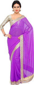 G JELLY FASHION TREE Solid/Plain Bollywood Georgette Saree