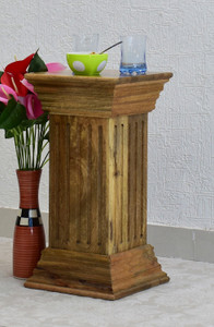 SamDecors Solid Sheesham Wood (Rosewood) Multipurpose Pillar/End Table/Vase Stand/Lamp Stand (Lacquer Finish, Natural Teak) Solid Wood Corner Table