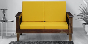 Taskwood Furniture Solid Wood Sheesham Wood 2 Seater Sofa For Living, Waiting Room/ Office Fabric 2 Seater  Sofa