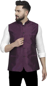 manoxo Sleeveless Self Design Men Jacket