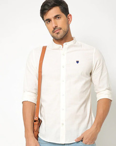 PROTOCOLL Men Solid Casual White Shirt