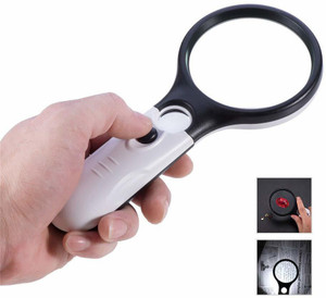 TNEMEC 3 LED Light 45x Handheld Magnifier Illuminated Reading Magnifying Glass Lens 3x & 45x led Magnifier