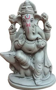 SHOMUEE Ganesha Statue Ganpati Visarjan Home Decor/Office Mati Ganesh Religious God Decorative Showpiece  -  21 cm