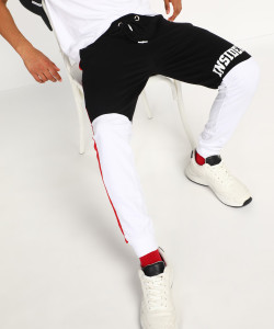 abof by Aditya Birla Colorblock Men Black Track Pants