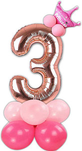 Shopperskart Solid  Rose Gold Toy Foil Balloon with crown & balloons for 3rd Birthday Decoration Items for Girls Balloon