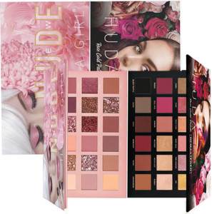 Huda Girl Beauty Nude Edition 18 Color Eyeshadow and Rose Gold Edition 18 Color Matte and Shiny Pigmented Beauty Eyeshadow Palette Combo Pack 20 g