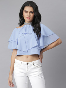 KASSUALLY Casual Solid Women Blue Top
