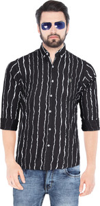 Indi Hemp Men Striped Casual Black Shirt