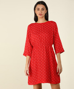FLYING MACHINE Women Shift Blue Above Knee/Mid Thigh Length Dress
