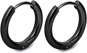 HOUSEOFTRENDZZ EXCLUSIVE HOOP EARINGS FOR MENS & WOMENS STAINLESS STEEL RUSTY EARRINGS (PACK OF 1 PAIR) BLACK Stainless Steel Hoop Earring
