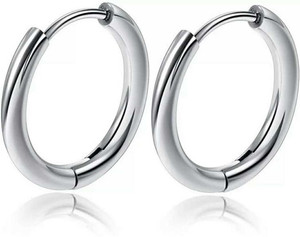 HOUSEOFTRENDZZ EXCLUSIVE HOOP EARINGS FOR MENS & WOMENS STAINLESS STEEL RUSTY EARRINGS (PACK OF 1 PAIR) STERLING SILVER Metal Hoop Earring