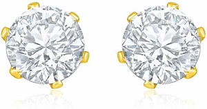 HOUSEOFTRENDZZ SINGLE STUDDED ZIRCON STAINLESS STEEL GOLD PLATTED (PACK OF 1 PAIR) COLOUR : GOLD Zircon Metal Stud Earring