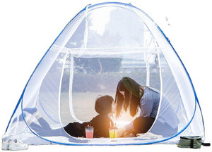 एट्रियस Polyester Adults Foldable Mosquito Net /Machhardani - Single Bed Bed Size 200 cm (6ft) X 120 cm (4ft) X 130 cm (Sky Blue) Mosquito Net पॉलिएस्टर एडल्ट के लिए बनाया गया मॉस्कीटो नेट