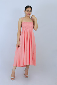 BoutiQO Women Empire Waist Pink Midi/Calf Length Dress