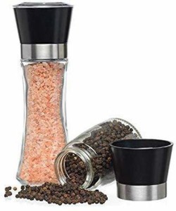 MEGATRNZASE Glass Amazing Salt and Black Pepper Crusher Mill Sprinkler Grinder Accessories for Kitchen Dining Table Set Best Kitchen Tools and Gadgets Glass Traditional Pepper Mill Glass, Stainless Steel Traditional Pepper Mill