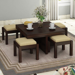 LOONART Solid Wood Coffee Table With Stool| Wooden Center Table|Sheesham Wood Tea Table| Solid Wood Coffee Table