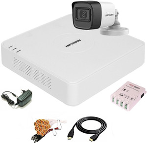 HIKVISION 4 Channal Turbo HD H.265 DVR 1Pcs,Outdoor Camera 5 MP Turbo HD AUDIO 1Pcs,Power Supply 1Pcs ,Full combo set Security Camera