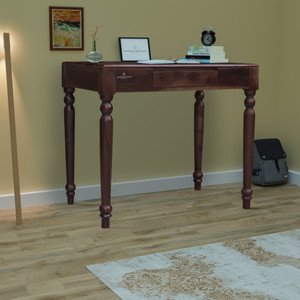 Tamannaartpalace Solid Wood Study Table with Round Legs in Walnut Finish with Drawer, DIY (Do It Yourself) Solid Wood Study Table