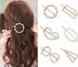 HOMEMATES 6 Pcs Pearl Hair Clips for Women rhinestone Crystal Letter Hair Pins for Girls Women Golden Crystal Hair Pin Hair Clip Fancy Jewellery Lock Pin Hair Accessories (Random) Hair Pin