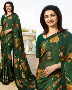 BLEESBURY Printed, Self Design, Graphic Print, Floral Print, Checkered, Solid/Plain Bollywood Silk Blend, Chiffon Saree