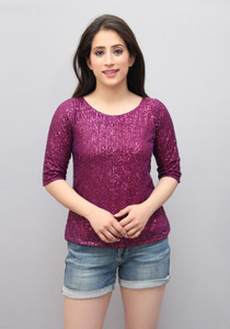 CRAZEVILLA Party Embellished Women Purple Top