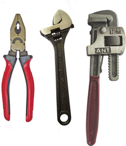 DUMDAAR Heavy duty 12inch Pipe Wrench 8inch Plier and 8inch Adjustable Wrench Heavy duty 12inch Pipe Wrench 8inch Plier and 8inch Adjustable Wrench Single Sided Pipe Wrench