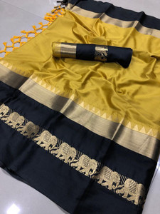 NOTABILIA Woven Kanjivaram Art Silk, Cotton Silk Saree